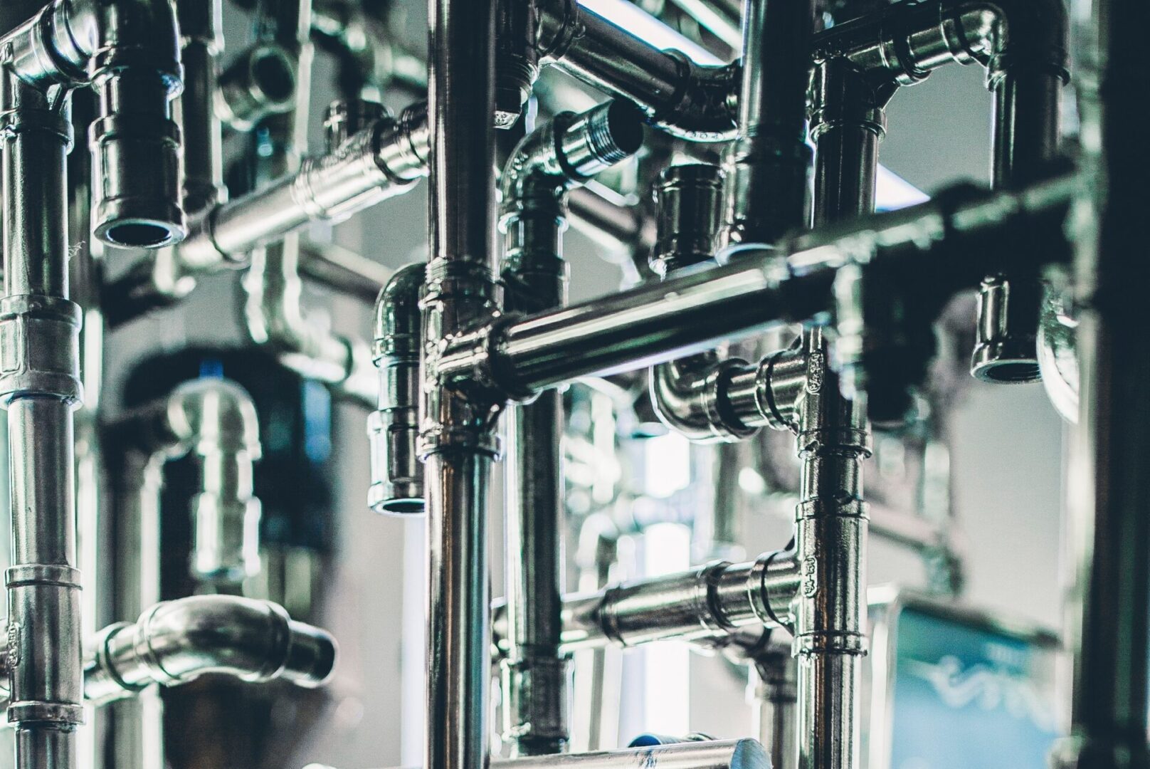 A close up of pipes in a room